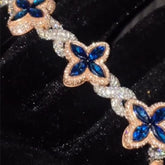 Flower Style Blue Diamond Infinity Link Bracelet