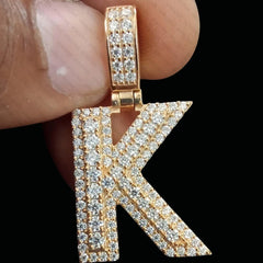 Moissanite Alphabet Sterling Silver Unisex Letter Pendant