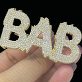 Two Finger Moissanite Ring, Personalized Three Word Name Ring