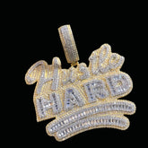 Iced Out custom Letter HUSTLE HARD Bust Down Pendant