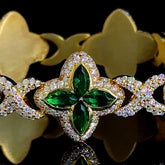 Flower Style Green Diamond Infinity Link Bracelet