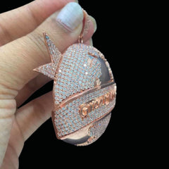 Custom Iced Out Globe Design with Banner, Mens & Womens Hip Hop Jewelry