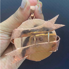 Custom Iced Out Globe Design with Banner, Mens & Womens Hip Hop Jewelry