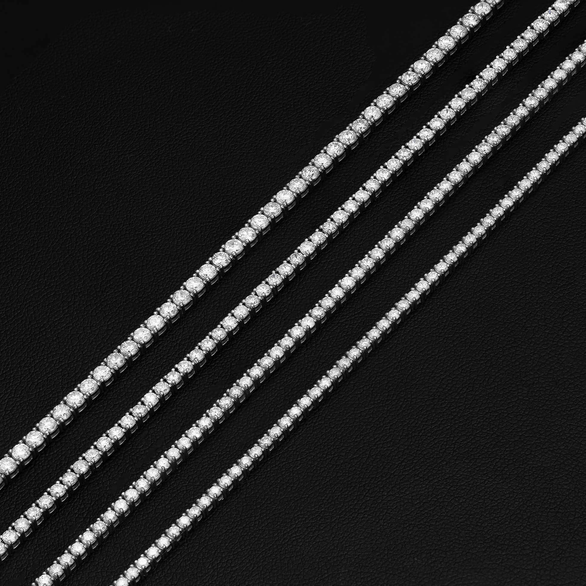 Four Prong Round-Cut Diamond Tennis Chain Necklace