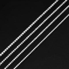 Four Prong Round-Cut Diamond Tennis Chain Necklace