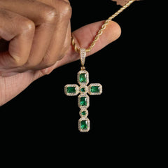 Canary Cluster Cross Pendant Gold