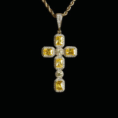 Canary Cluster Cross Pendant Gold