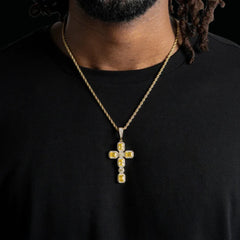 Canary Cluster Cross Pendant Gold