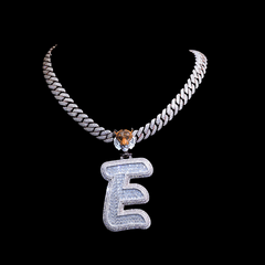 Baguette Three Layers E  Letter Pendant