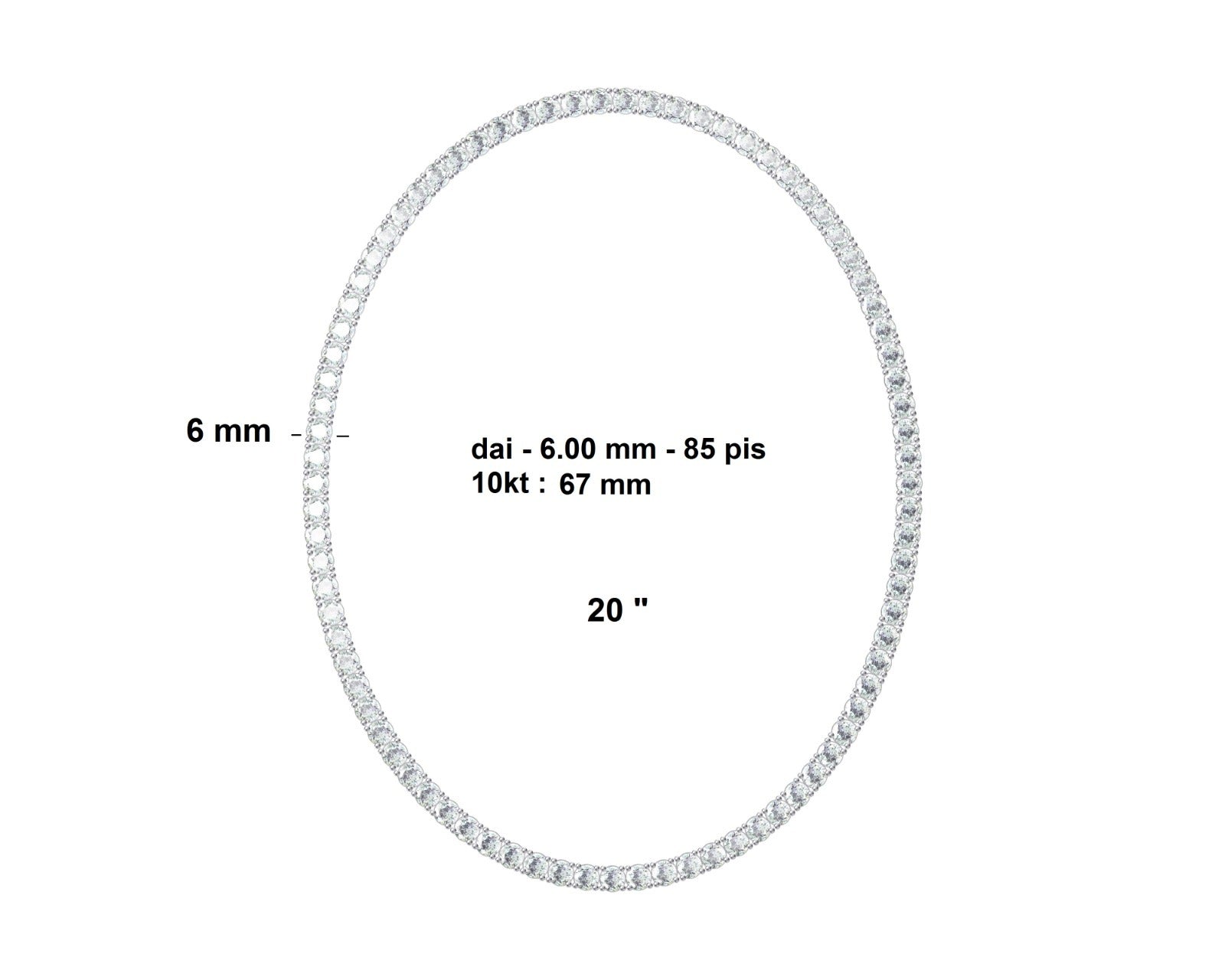 Four Prong Round-Cut Diamond Tennis Chain Necklace