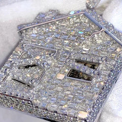 Iced Out Home Moissanite Round Diamond Customized Pendant Men Handmade Custom Hip Hop Jewelry