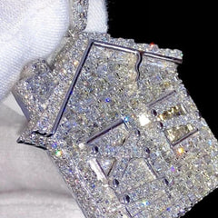 Iced Out Home Moissanite Round Diamond Customized Pendant Men Handmade Custom Hip Hop Jewelry