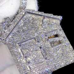 Iced Out Home Moissanite Round Diamond Customized Pendant Men Handmade Custom Hip Hop Jewelry