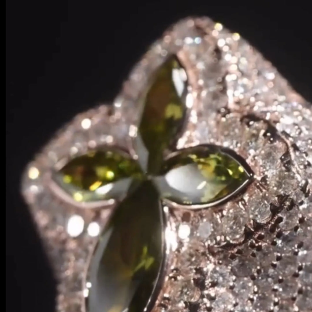 Large Marquis Cross Ring With Pear Gems Stone
