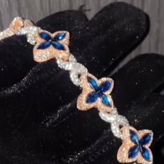 Flower Style Blue Diamond Infinity Link Bracelet