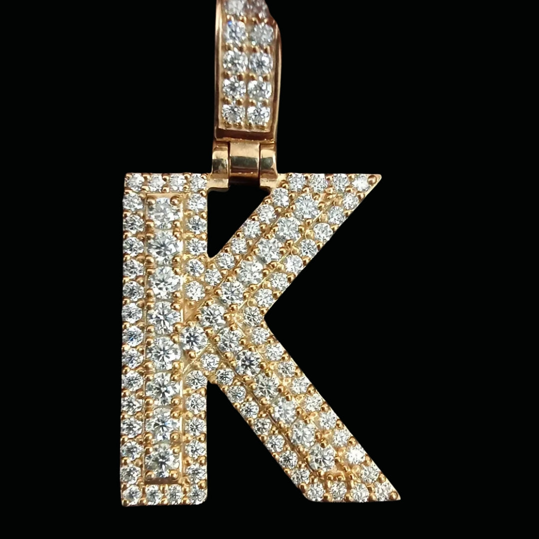 Moissanite Alphabet Sterling Silver Unisex Letter Pendant