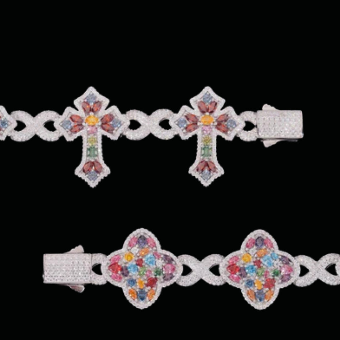 Multi Colour Star and Cross Design Bracelet