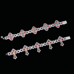 Multi Colour Star and Cross Design Bracelet