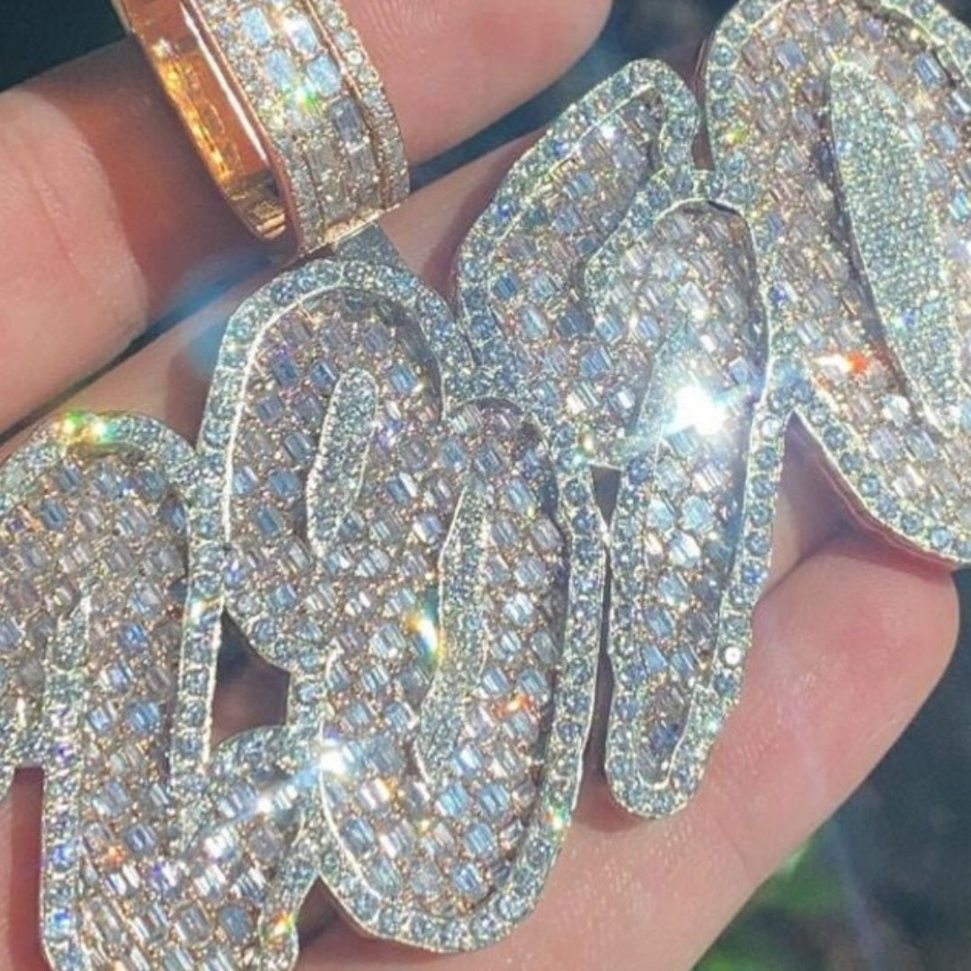 Custom Bling Hip Hop 925 Sterling Silver Diamond Pendant