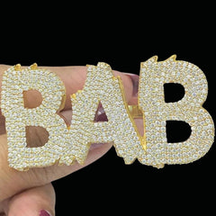 Two Finger Moissanite Ring, Personalized Three Word Name Ring