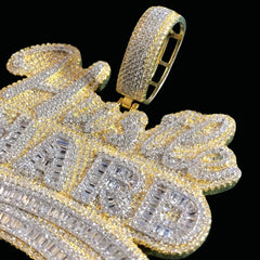 Iced Out custom Letter HUSTLE HARD Bust Down Pendant