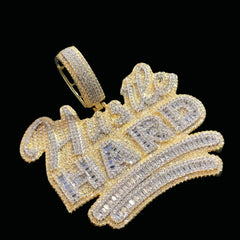 Iced Out custom Letter HUSTLE HARD Bust Down Pendant