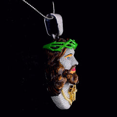 Iced Out Jesus Face Enamel Pendant