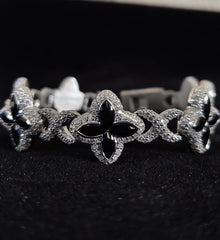 Flower Style Green Diamond Infinity Link Bracelet