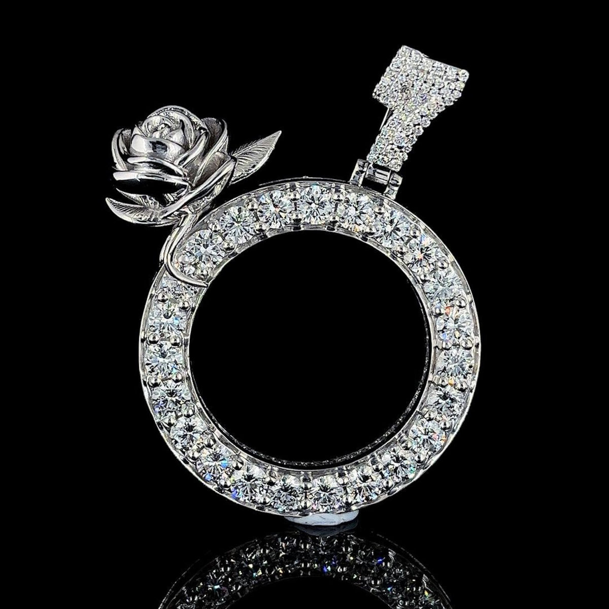 Iced Out Round Rose Pendant