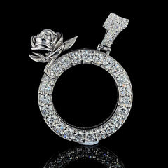 Iced Out Round Rose Pendant
