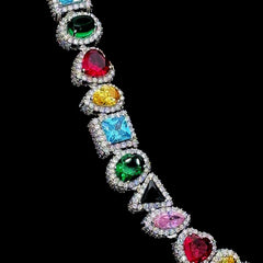 Luxury Multicolor Gemstone Cross Pendant Necklace