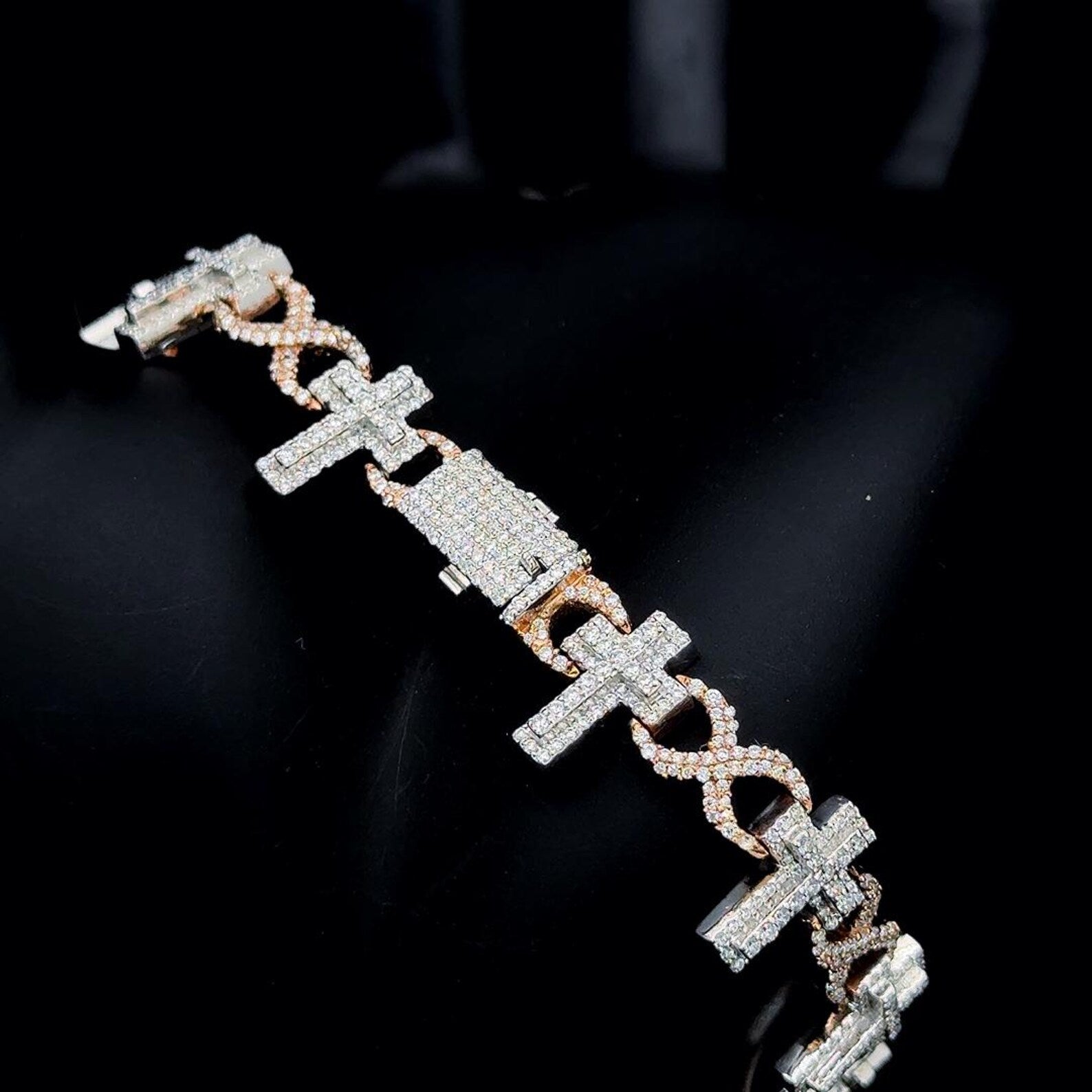 Iced Out Cross Style Unisex Bracelet