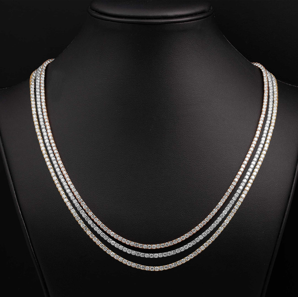 Four Prong Round-Cut Diamond Tennis Chain Necklace